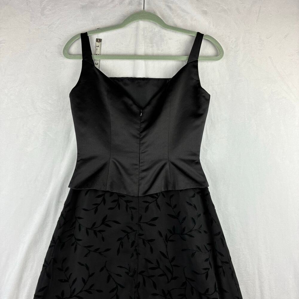 Vtg B2 Sleeveless Maxi Gown Dress Women's XS Black Satin Square Formal Y2K Vines - Picture 11 of 15